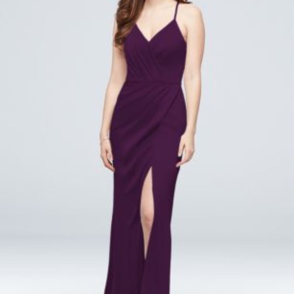 David's Bridal - Spaghetti Strap Crepe-Back Satin